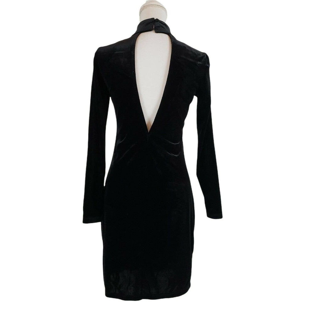 1. State Women's Size S  Black Velvet Sleeveless Halter Neck Bodycon Dress Party - Picture 3 of 12